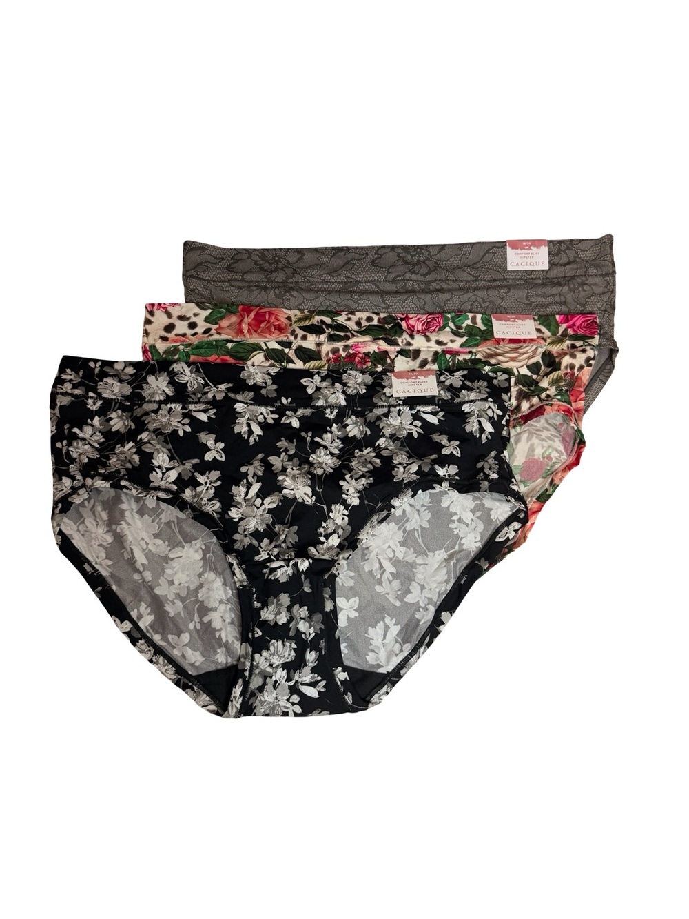 NWT Cacique Comfort Bliss Hipster Panties Set of 3 Lace Floral Leopard Sz 18/20